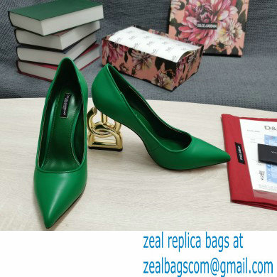 Dolce  &  Gabbana Heel 10.5cm Leather Pumps Green with DG Pop Heel 2021